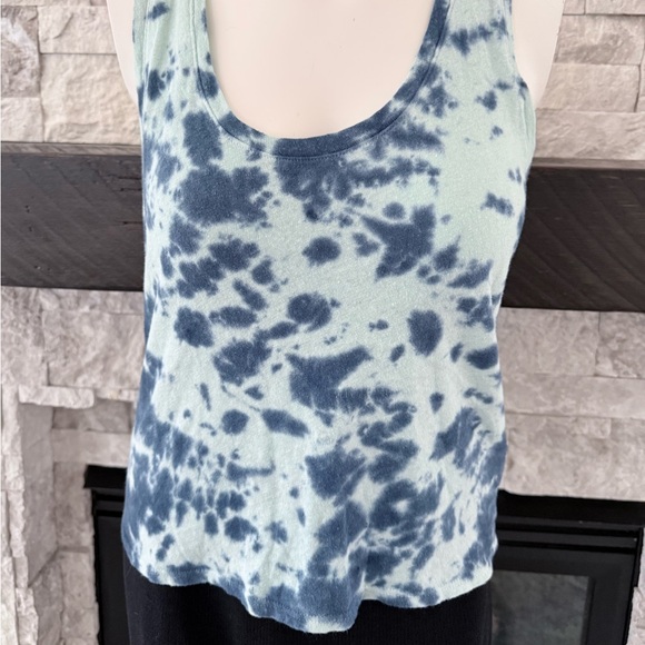 MOTHER Scoop Racerback Tank Size S Blue Tie Dye Stretch Beach Summer - Picture 2 of 13